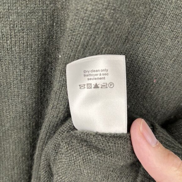 VERONICA BEARD Charcoal Green Cashmere Pullover Sweater Size Large Button Accent - Picture 8 of 11